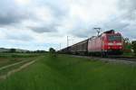 185 139-3 mit einem gemischten Güterzug auf dem Weg von Weil am Rhein in Richtung Mannheim Rbf am Mittag des 08.05.14 südwestlich von Hügelheim.