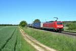Ein seltener Gast in Südbaden:  189 064-9 mit einem KLV-Zug in Richtung Weil am Rhein am Nachmittag des 23.05.14 nördlich vin Hügelheim.