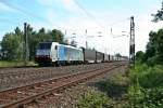 186 104 mit einem KLV-Zug von Melzo nach Venlo/Rotterdam am Nachmittag des 06.06.14 in Orschweier.