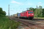 145 029-5 mit einem KLV-Zug nach Basel Bad. Rbf am Nachmittag des 06.06.14 im Bahnhof Orschweier.