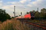 101 113-9 mit dem IC 2264  Baden-Kurrier  von Mnchen nach Basel Bad. Bf am Abend des 06.06.14 im nrdlichen Teil des Bahnhof Orschweier.