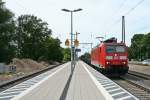 185 101-3 mit einem gemischten Güterzug auf dem Weg nach Weil am Rhein/Basel Bad.