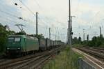145-CL 005 mit einem KLV-Zug in Richtung Belgien, welchen sie in Basel SBB Rbf aus der Schweiz bernommen hat, am 25.07.14 in Mllheim (Baden).