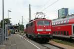 111 054 am Nachmittag des 03.08.14 in Freiburg (Breisgau) Hbf.