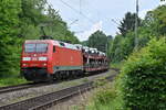Am Mittag des heutigen Dienstag kommt die 152 114 mit dem Audizug aus Bad Friedrichshall Hbf durch Neckargerach gen Heidelberg.