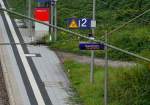 Anzeigeschild das dem Fahrgast anzeigt das auf der Kbs 705 zwischen Eberbach und Neckargemünd gebaut wird.