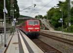 RE1 Verstärkerzug von der 111 042-8 nach Heilbronn bei der Durchfahrt in Neckargerach.30.5.2014