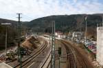 Bahnhof Neckargemnd von einer Brcke aus gesehen.