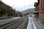 Der Bahnhof Bammental nach dem S-Bahn Umbau mit Blickrichtung Norden am 8.12.09.