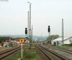 Der Umbau für die Rhein Neckar S-Bahn ist in Meckesheim am 16.4.09 in vollem Gange