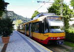 die Elztalbahn an der Endhaltestelle in Bad Wildbad, die Strecke Pforzheim-Bad Wildbahn wurde 1865-68 erbaut, Sept.2026