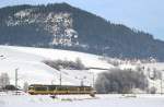 Zwei Triebwagen vom Typ GT8-100D/2S-M  Panorama  der AVG sind am 28. November 2008 bei Rt auf dem Weg nach Freudenstadt.