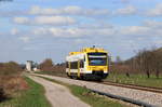 VT 522 als SWE 71736 (Achern-Ottenhöfen) bei Oberachern Bindfadenfabrik 20.3.21