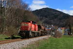 294 904-8 mit einem Schotterzug nach Achern bei Kappelrodeck 20.3.21