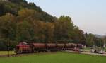V70 mit einem Schotterzug bei Furschenbach 26.9.14