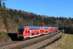 RE 4722 (Radolfzell-Karlsruhe Hbf) mit Schublok 146 227-4  Neubaustrecke Stuttgart-Ulm  bei Aufen 18.11.20