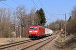185 161-7 mit dem EZ 52054 (Villingen(Schwarzw) - Kornwestheim Rbf) bei Villingen 25.3.22