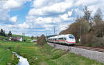 407 012  Dillingen a.d. Donau  als ICE 903 (Köln Hbf - Konstanz) bei Stockburg 18.4.26
