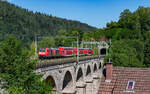 146 236   Triberg/ Schwarzwaldbahn Erlebnispfad  mit dem RE 4719 (Karlsruhe Hbf - Konstanz) auf dem Reichenbachviadukt 24.6.26