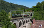 139 314 und E44 1170 im Schlepp mit dem Dbz 44170 (Ettlingen West - Seebrugg) auf dem Reichenbachviadukt 24.6.26
