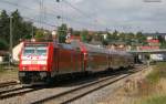 146 232-4 mit dem IRE4705 bei der Einfahrt Donaueschingen am 2.9.08