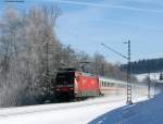 101 021-4 mit dem IC 2004 Bodensee (Konstanz-Emden) am kim 70,0 15.2.09