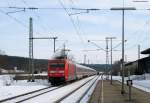 101 123-8 mit dem IC 2004 Bodensee(Konstanz-Emden) bei der Einfahrt St.Georgen(Schwarzw) 01.03.09