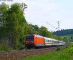 101 028-9 mit dem IC 2004  Bodensee  (Konstanz-Emden) am km 70,0 10.5.09