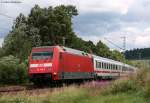 IC 2005  Bodensee  (Emden-Konstanz) mit Schublok 101 068-5 am km 70,0 10.7.09