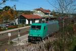 185 614-5 mit dem CS 49058 (St.Margrethen/CH-Gremberg) beim berholungshalt in St.Georgen(Schwarzw) 11.10.10