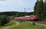 RE 26872 (Konstanz-Karlsruhe Hbf) mit Schublok 111 061-8 bei Peterzell 5.6.11