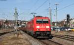 185 229-2 mit dem GB 62518 (Homburg(Saar) Hbf-Radolfzell) bei der Durchfahrt Donaueschingen 6.3.12