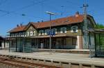 Bahnhof St.Georgen im Schwarzwald, von der Gleisseite gesehen, Mai 2012