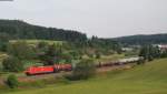 185 056-9 mit dem GC 61763 (Hausach-Rammelswiesen) bei Peterzell 26.7.13