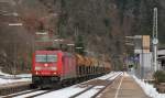 185 289-6 mit dem GB 60941(Friesenheim(Baden)-Villingen(Schwarzw)) bei der Durchfahrt Triberg 30.1.14