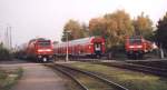 Probebetrieb auf der Schwarzwaldbahn im November 2006: 
tagsber standen in Offenburg diejenigen nagelneuen Wagengarnituren, die nachts den Regelbetrieb simulierten. 
