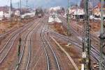 Der Bahnhof Hausach von der Brcke der Bundesstrae aus. Januar 2005 - auch ohne Schnee