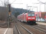 Ausfahrt RE 4712 mit BR 146 236-5 als Schublok aus dem Bahnhof St.Georgen/Schwarzwald am 9.3.07	