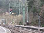 Signalbrcke im Bahnhof Triberg (schwarzwaldbahn)gen Konstanz am 7.1.07