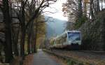 VT 517 und 530 als OSB87501 (Offenburg-Freudenstadt Hbf) bei Schiltach 6.11.11