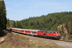 RE 3213 (Neustadt(Schwarzw)-Ulm Hbf) mit Schublok 218 409-1 bei Rötenbach 20.4.18