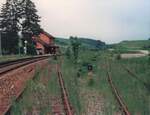 Gütergleise des Bahnhofs Hausen vor Wald 1986.