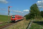 611 542 als IRE 22313 von Rottweil nach Donaueschingen am Nachmittag des 10.09.15 bei der Einfahrt in Dggingen.