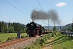 Mit dem ersten 3Seenbahn-Dampfzug (Titisee - Seebrugg) fuhr am 30.07.2017 die EFZ 01 519 kurz nach dem Startbahnhof die Seesteige hinauf in Richtung Feldberg Bärental.