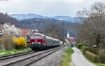 218 155 mit dem RE 93586 (Waldshut - Basel Bad Bf) bei Schwörstadt 15.3.26