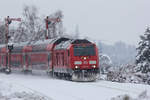 Durchfahrt mit 245 036 Bahnhof Enzisweiler nach Friedrichshafen.