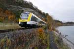 Zwischen Überlingen und Sipplingen befindet sich 622 462 am 04.11.2020 als RB 22774 auf der Fahrt von Friedrichshafen nach Radolfzell.