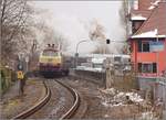 Mit Dampf zum Gotthard. Durchfahrt Sipplingen mit Schiebelok 218 105-5. März 2018