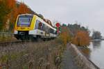 Bei Überlingen-Goldbach befindet sich 622 462 am 06.11.2020 als RB 22777 auf der Fahrt von Radolfzell nach Friedrichshafen.
