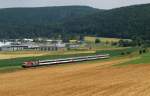 120 159 (175 Jahre Deutsche Eisenbahn) mit IC 185 bei Mhringen (21.07.2010)